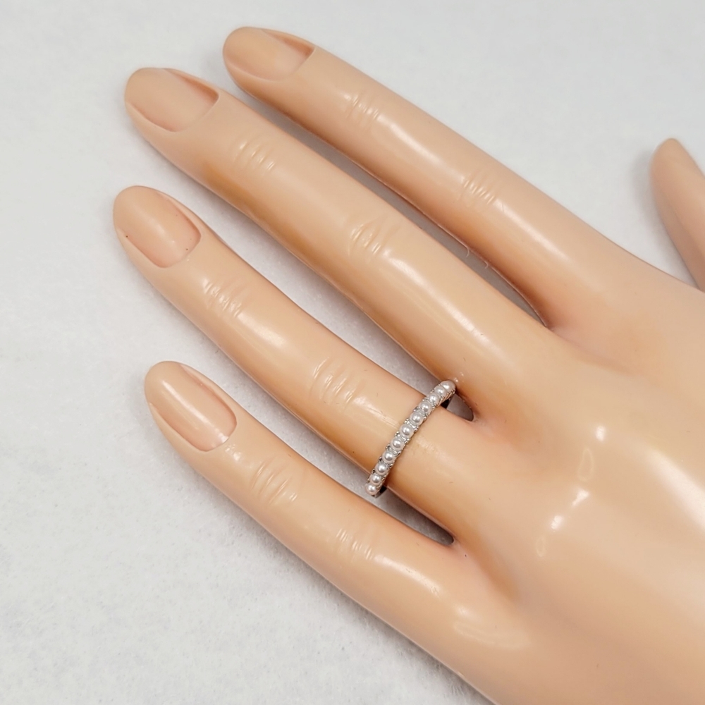 Sterling Silver Pearl Stack Ring - Picture 9 of 15